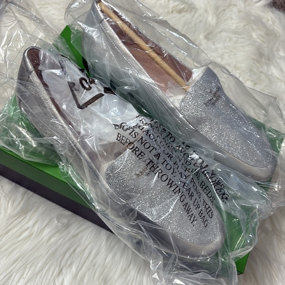 NEW In Box Kate Spade City Lights Metallic Silver Sparkly Loafers Size 9 - Picture 7 of 14